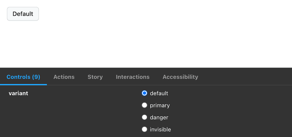 Exemple de storybook dans le navigateur